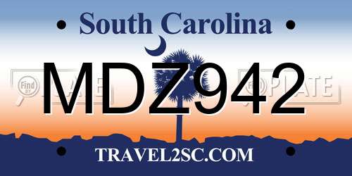 MDZ942 South Carolina License Plate
