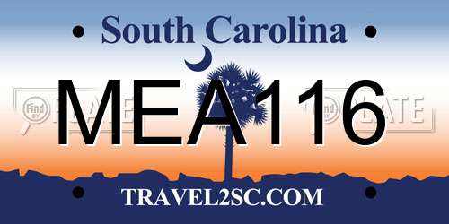 MEA116 South Carolina License Plate