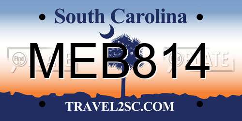MEB814 South Carolina License Plate