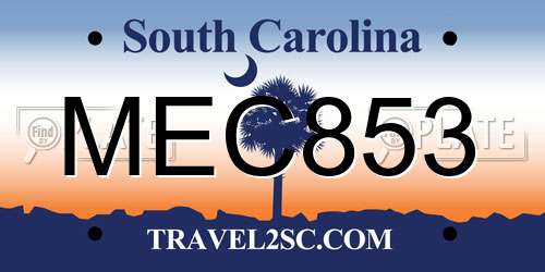 MEC853 South Carolina License Plate