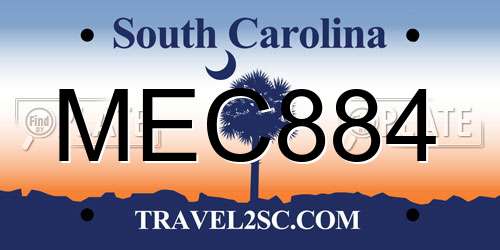 MEC884 South Carolina License Plate