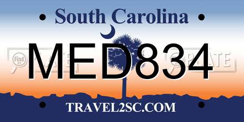 MED834 South Carolina License Plate