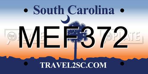 MEF372 South Carolina License Plate