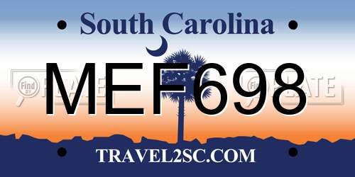 MEF698 South Carolina License Plate