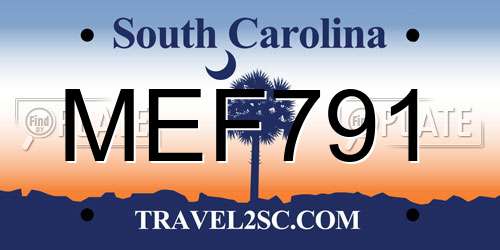 MEF791 South Carolina License Plate