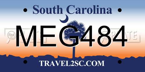 MEG484 South Carolina License Plate