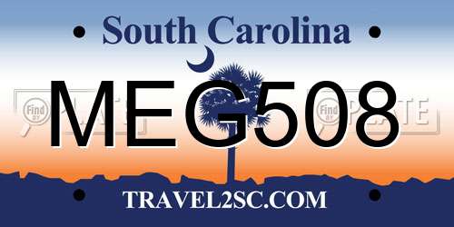 MEG508 South Carolina License Plate