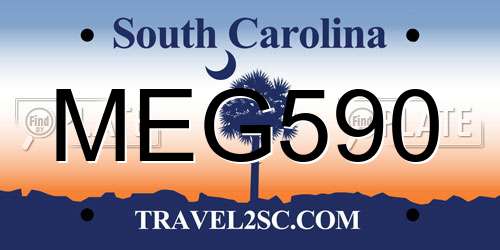 MEG590 South Carolina License Plate