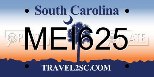 MEI625 South Carolina License Plate