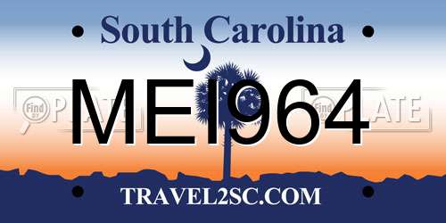 MEI964 South Carolina License Plate