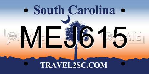 MEJ615 South Carolina License Plate