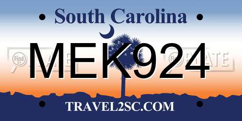 MEK924 South Carolina License Plate
