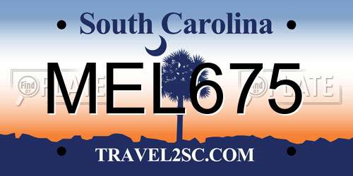 MEL675 South Carolina License Plate