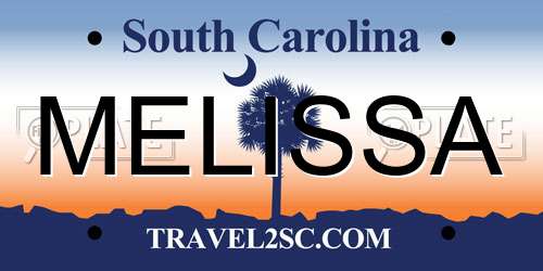 MELISSA South Carolina License Plate