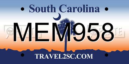 MEM958 South Carolina License Plate