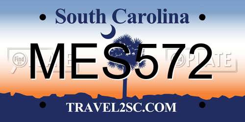 MES572 South Carolina License Plate