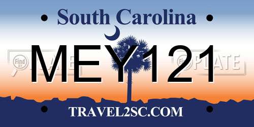 MEY121 South Carolina License Plate