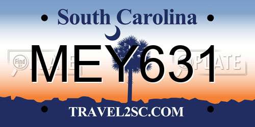 MEY631 South Carolina License Plate