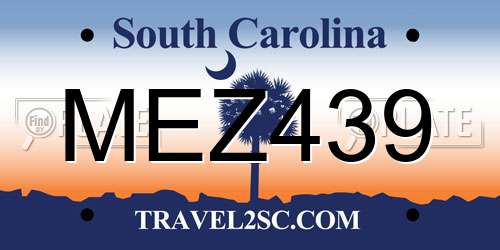 MEZ439 South Carolina License Plate