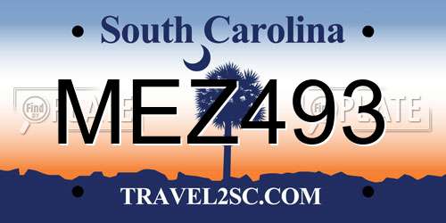 MEZ493 South Carolina License Plate