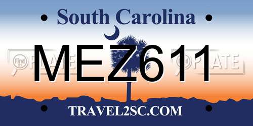MEZ611 South Carolina License Plate