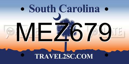 MEZ679 South Carolina License Plate