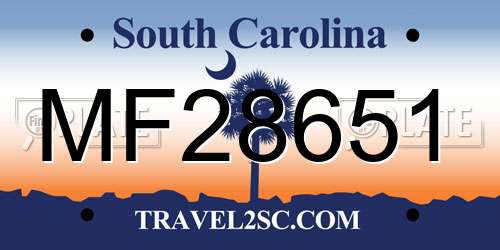 MF28651 South Carolina License Plate
