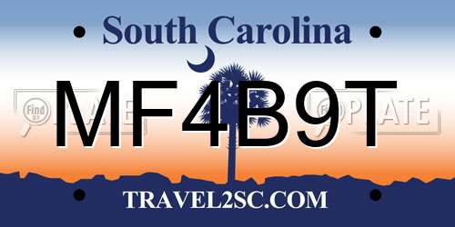 MF4B9T South Carolina License Plate