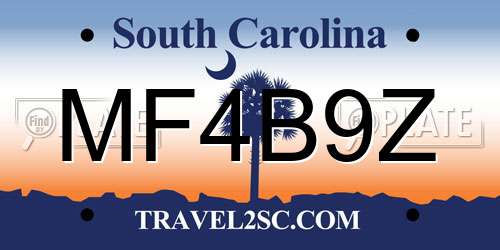 MF4B9Z South Carolina License Plate