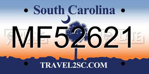MF52621 South Carolina License Plate