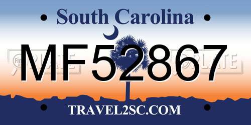 MF52867 South Carolina License Plate