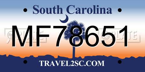MF78651 South Carolina License Plate