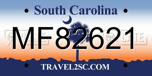 MF82621 South Carolina License Plate