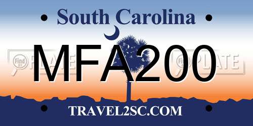 MFA200 South Carolina License Plate