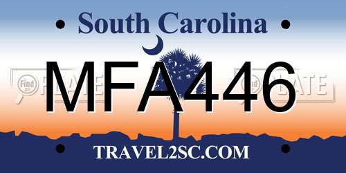 MFA446 South Carolina License Plate