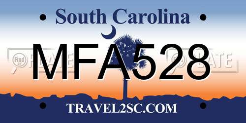 MFA528 South Carolina License Plate