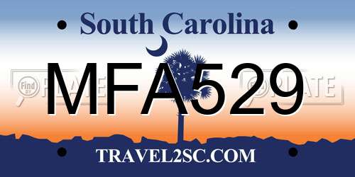 MFA529 South Carolina License Plate