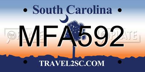 MFA592 South Carolina License Plate