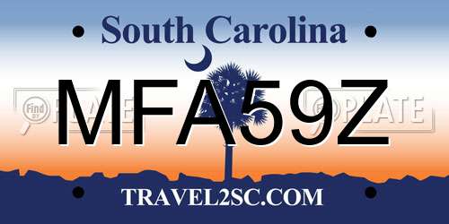 MFA59Z South Carolina License Plate
