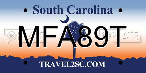 MFA89T South Carolina License Plate