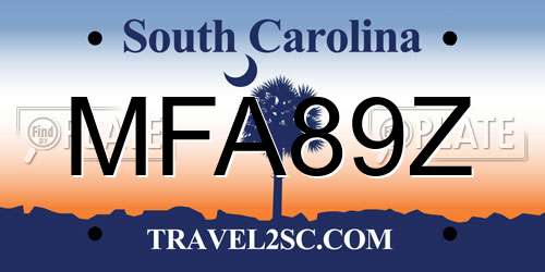 MFA89Z South Carolina License Plate