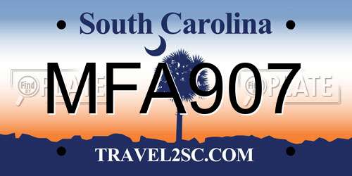 MFA907 South Carolina License Plate