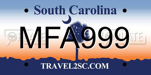 MFA999 South Carolina License Plate