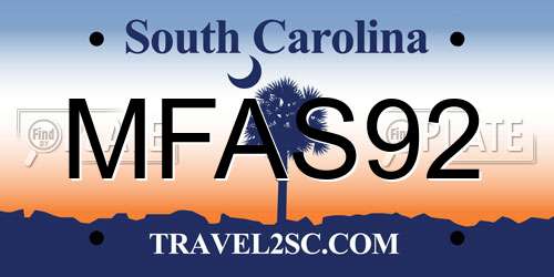 MFAS92 South Carolina License Plate