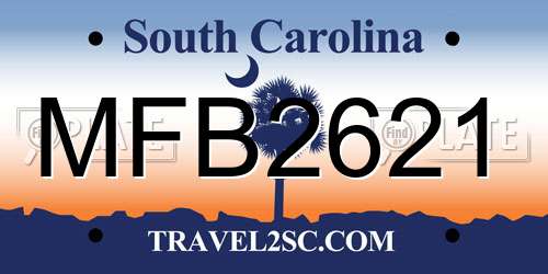MFB2621 South Carolina License Plate