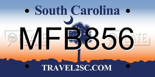 MFB856 South Carolina License Plate
