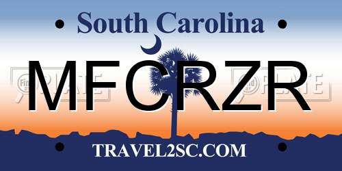 MFCRZR South Carolina License Plate