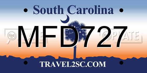 MFD727 South Carolina License Plate