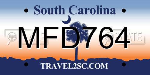 MFD764 South Carolina License Plate