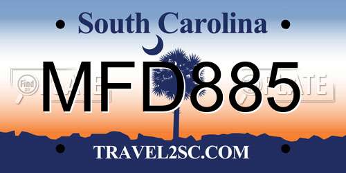 MFD885 South Carolina License Plate